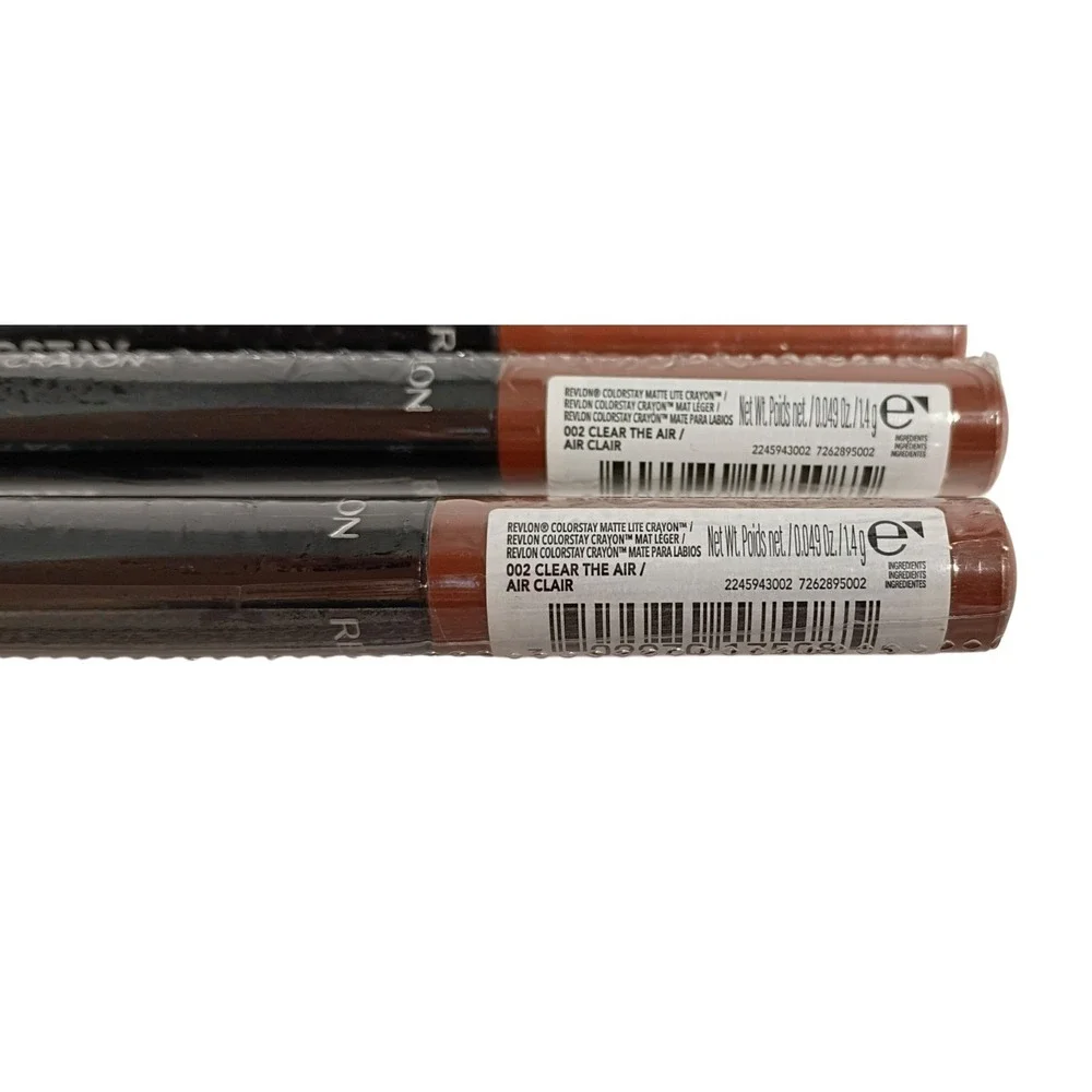 3 Revlon Colorstay Matte Lite Crayon For Lips #002 CLEAR‎ THE AIR - NEW SEALED